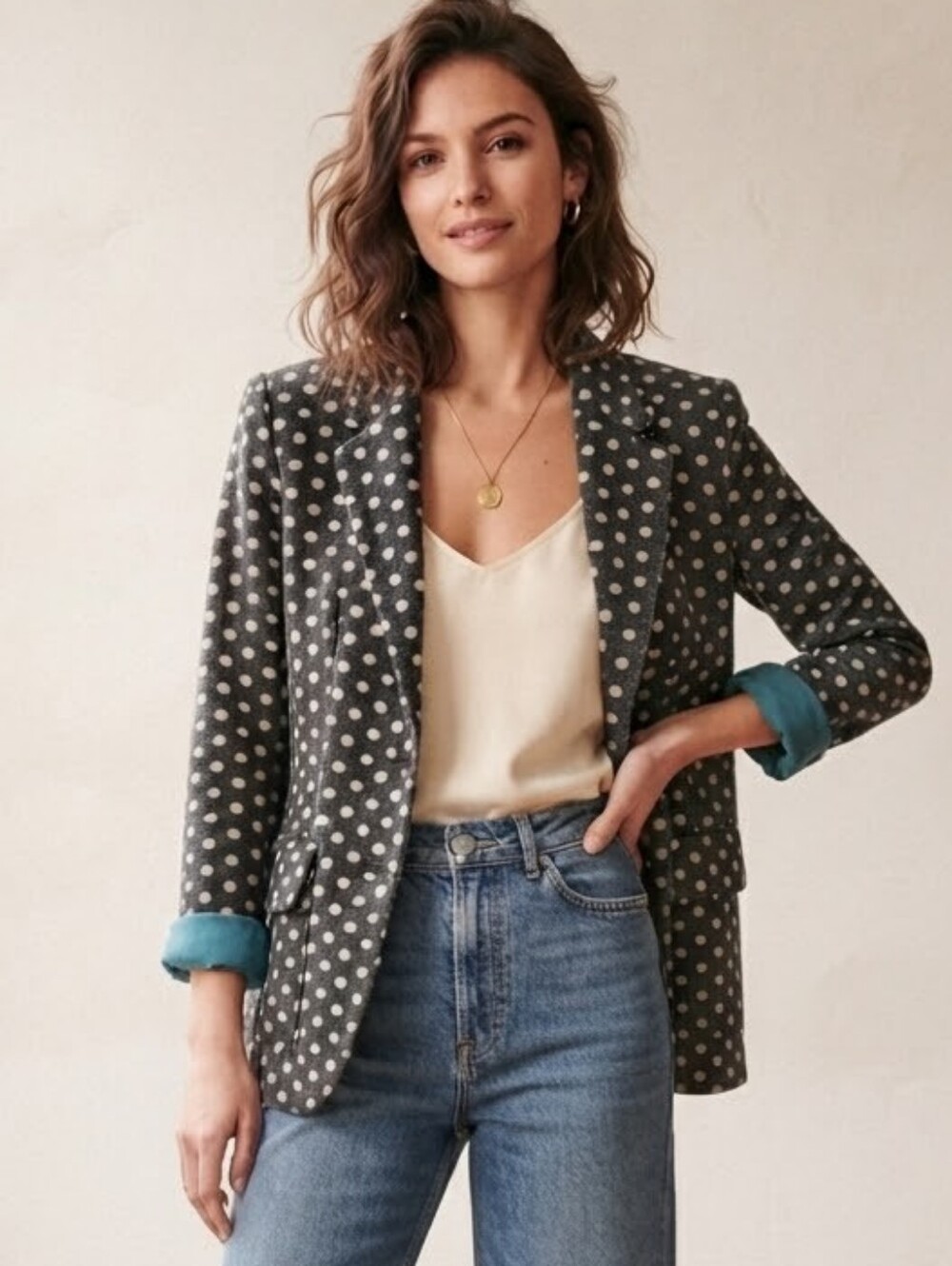 Anthropologie Cartonnier Polkadot Blazer Sz S Business Casual Professional Prep